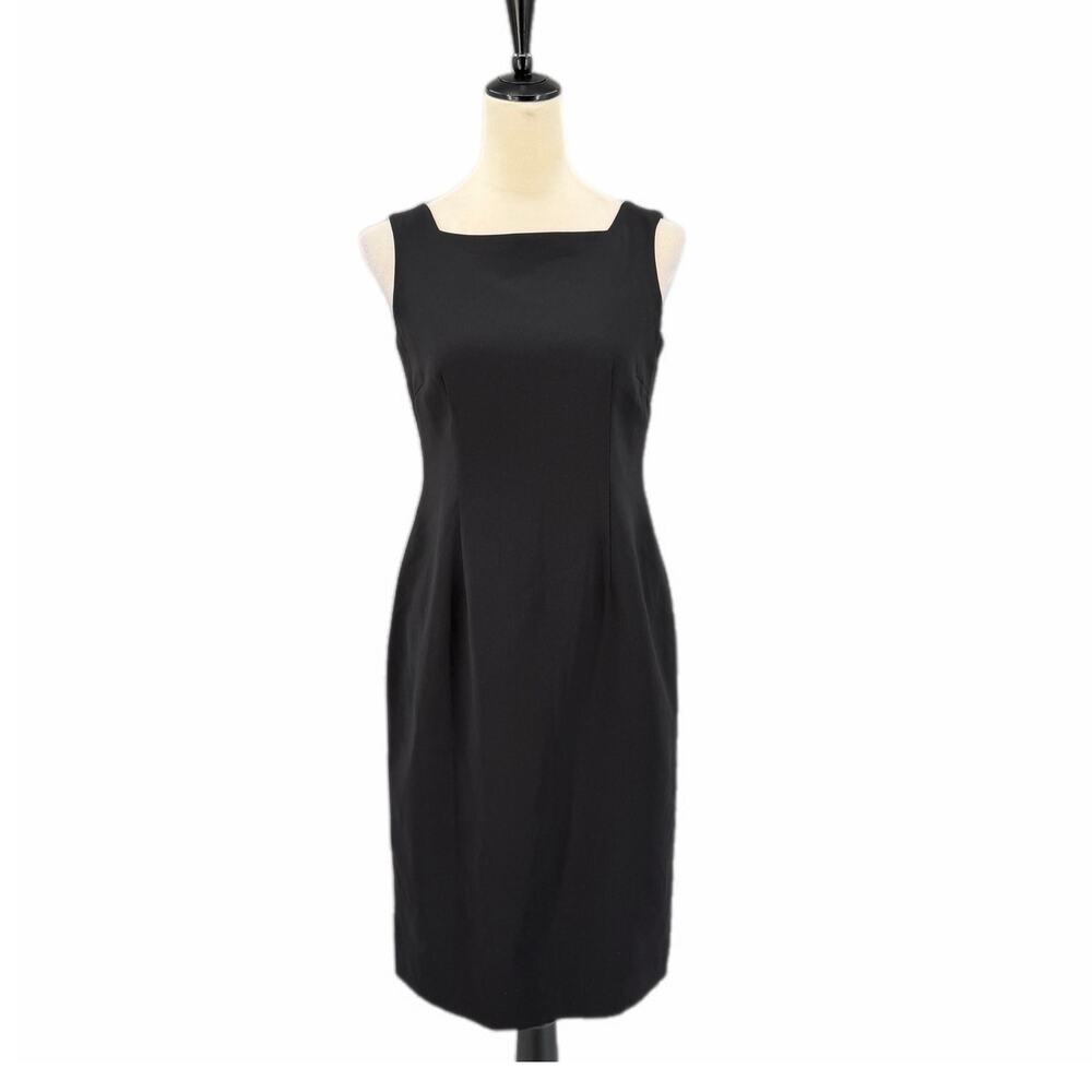 Anne Klein Vintage Black Classic Old Money Simple Versatile Sheath Career Dress